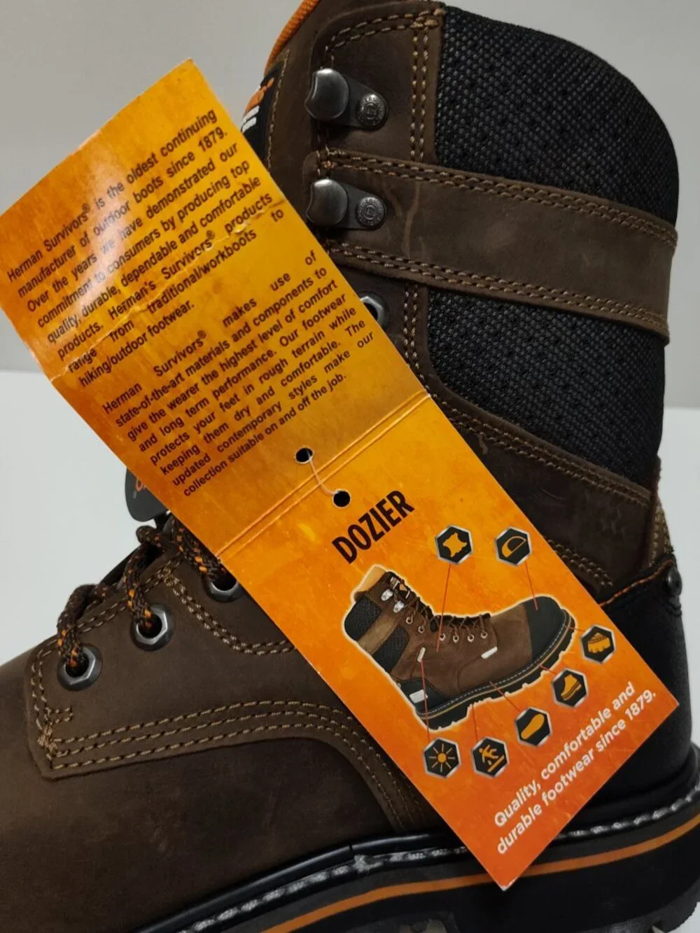 Herman Survivors Dozier Mens 7.5 Steel Toe Leather Work Boots Waterproof NWT